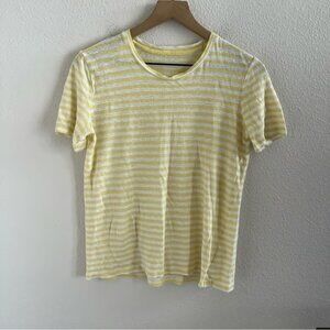 Michael Kors 100% White and Yellow Linen Top Striped Small